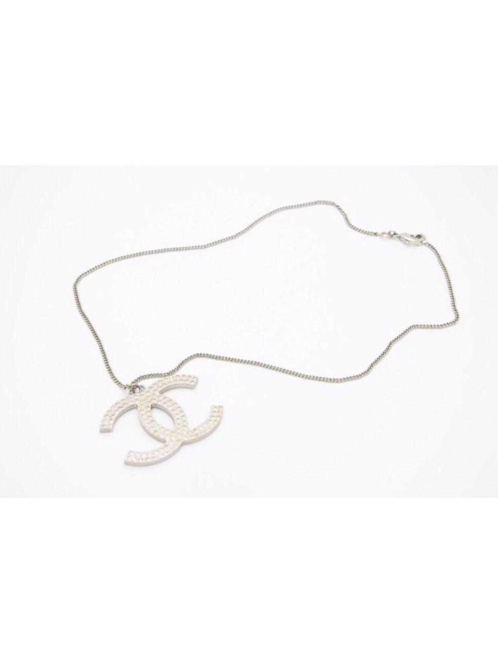 Chanel CC Logo Necklace 01 Rhinestone Metal